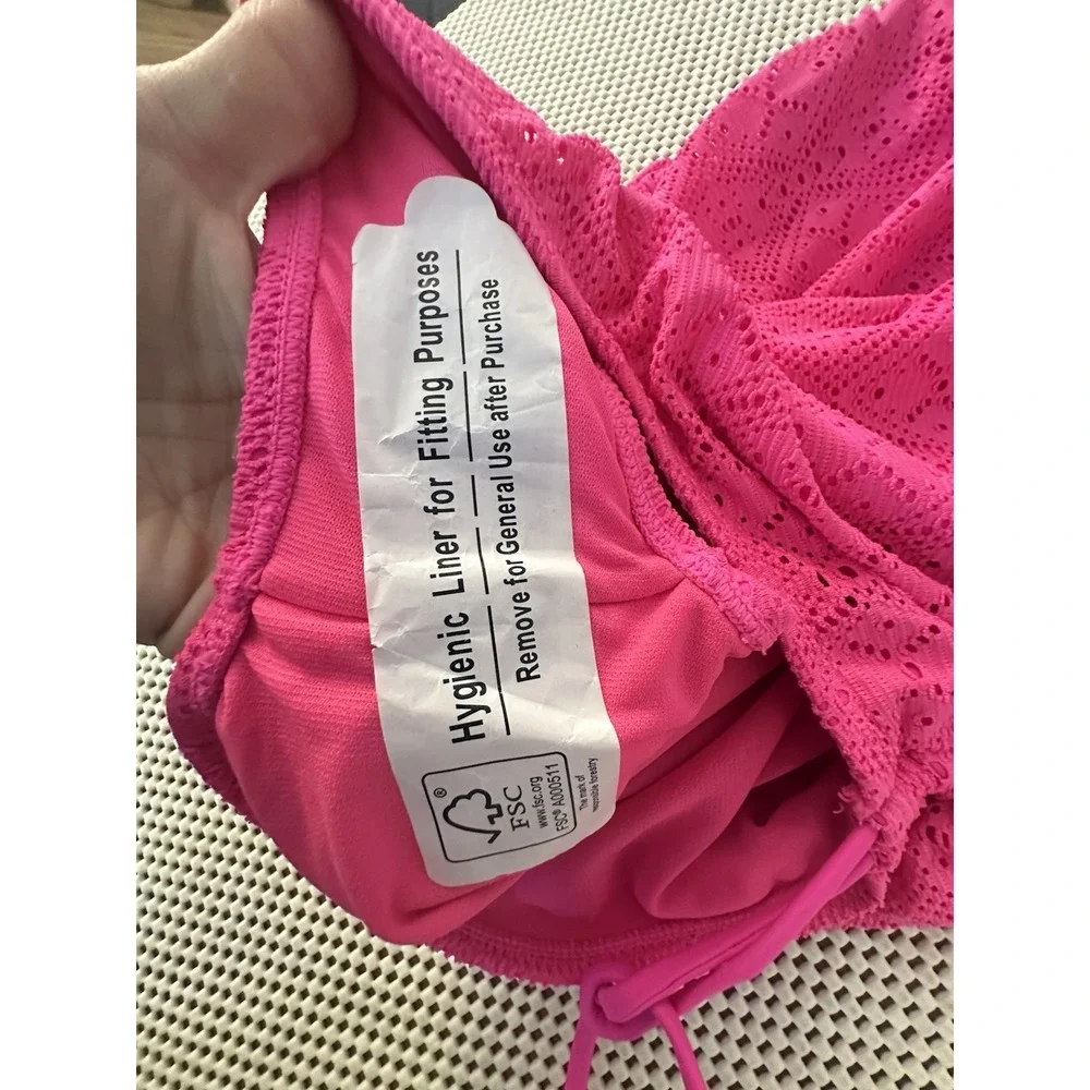Kohls SO Swimsuit Halter One piece 0X XL 12/14 Bathing Suit‎ Eyelet Crochet Pink